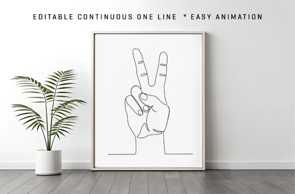 Download Minimalist Line Art Hand Peace Gesture - Premium Bundle