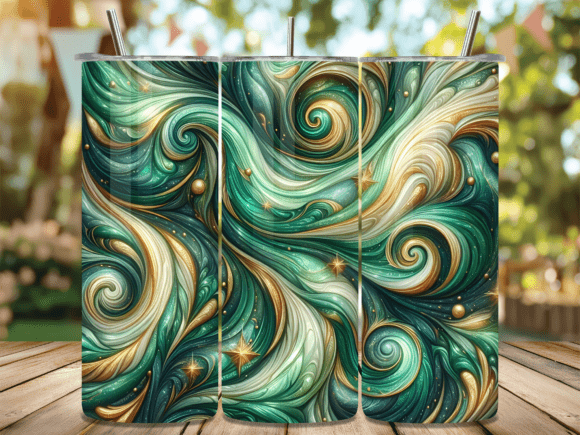 Download Emerald Gold Abstract Swirl Tumbler Wrap - Abstract Collection