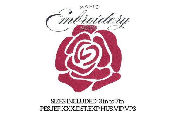 Download Red Rose Bloom Digital Embroidery - Digital embroidery Collection