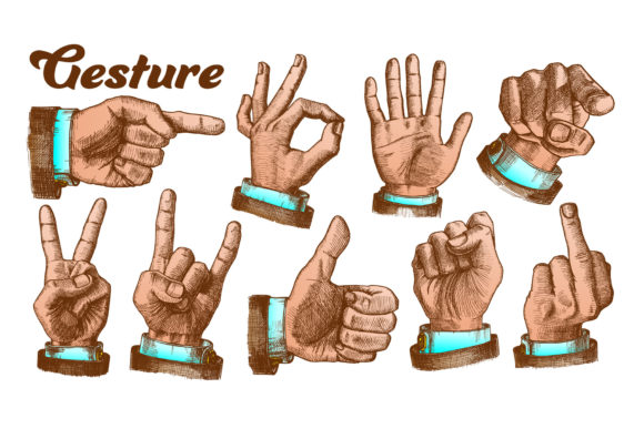 Download Multiple Male Color Hand Gesture Set - Premium Bundle