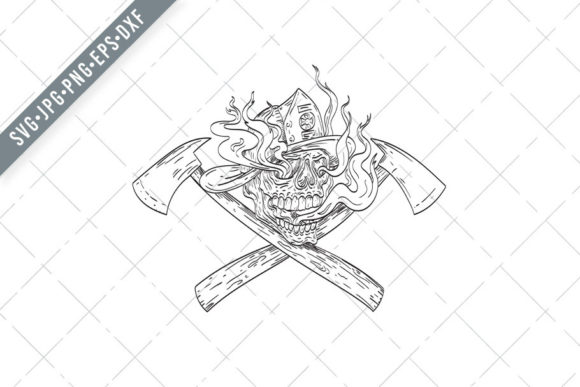 Download Fireman Skull Firefighter Hat Fire Axe - Axe Collection