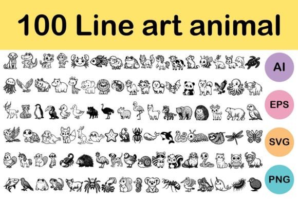 Download 100 Line Art Animal - Animal Collection