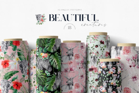 Download Animals and Flowers Seamless Patterns - Animal Collection