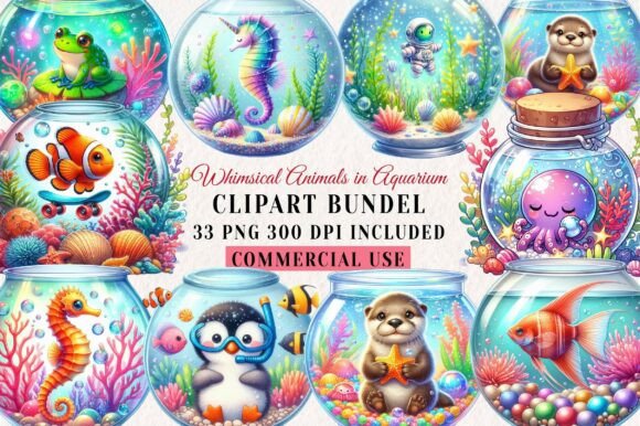 Download Whimsical Animals in Aquarium Clipart - Animal Collection