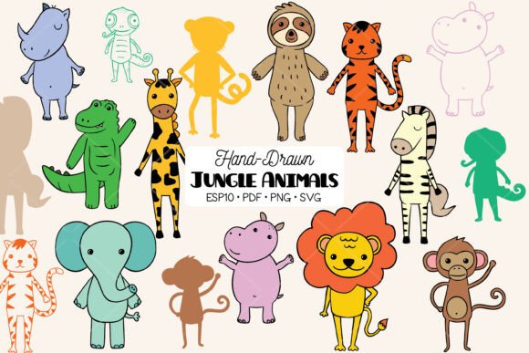 Download Jungle Animal Hand Drawn Character Color - Animal Collection