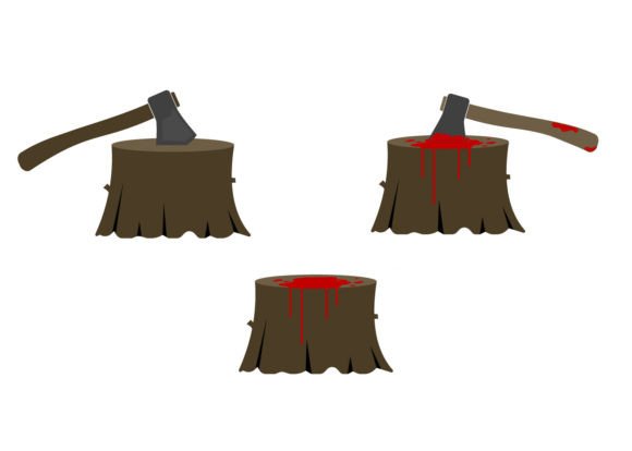 Download Old Tree Stumps with Blood and Axe - Axe Collection